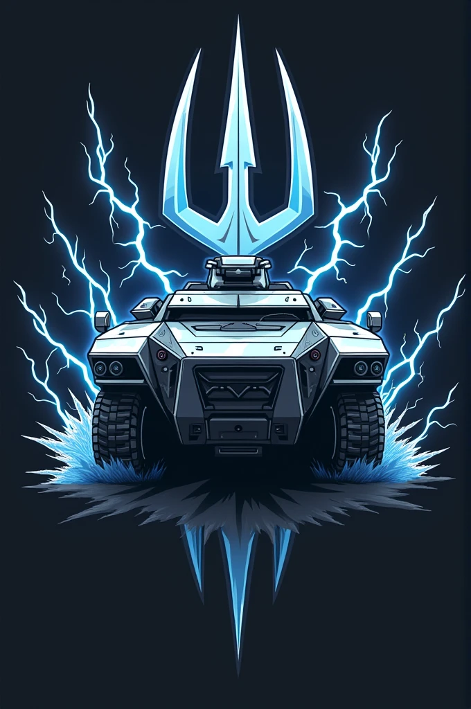 Create a Logo for Amphibious assault vehicle with Lightning Logo and Trident