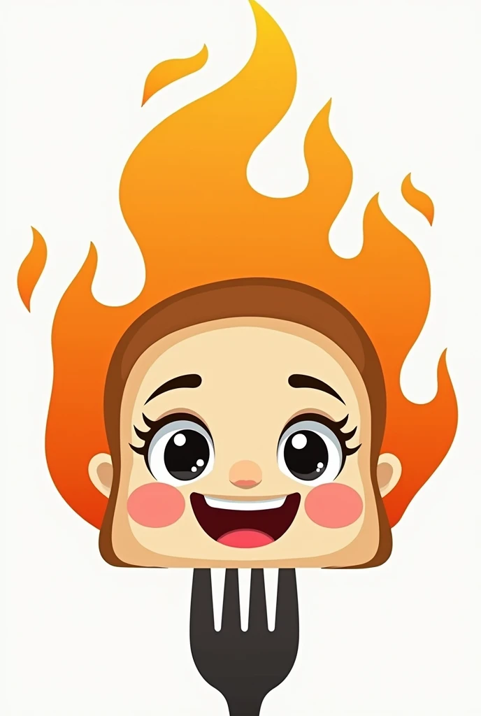 create a logo for a sandwich shop with a fork, face and fire