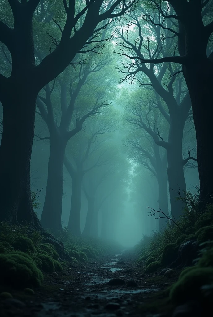 a dark forest animation 

