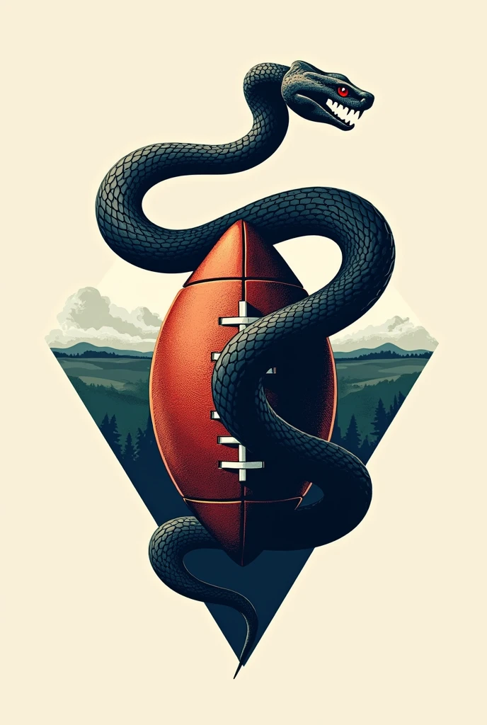 Sports symbol of football, in a pointed format, made based on the nutrition symbol and a Naja snake added