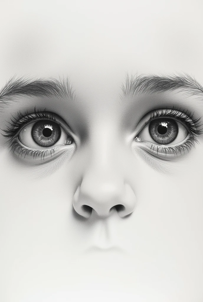 Draw two bright eyes as if it were your first love, in pencil.