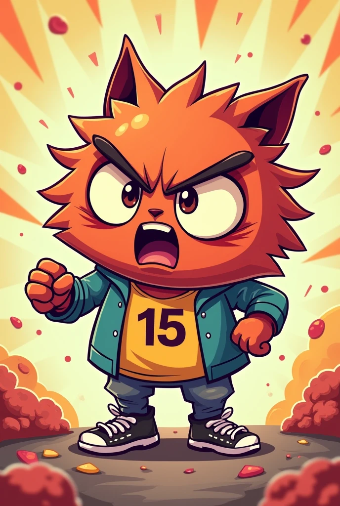 Create a fun emotion,this is emotion and the victory he is truly a guy with a 15 on his face parts he is cute but angry