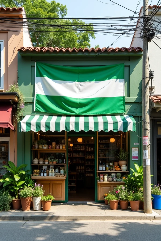 neighborhood store "Pantanal"  green white green horizontal flag.