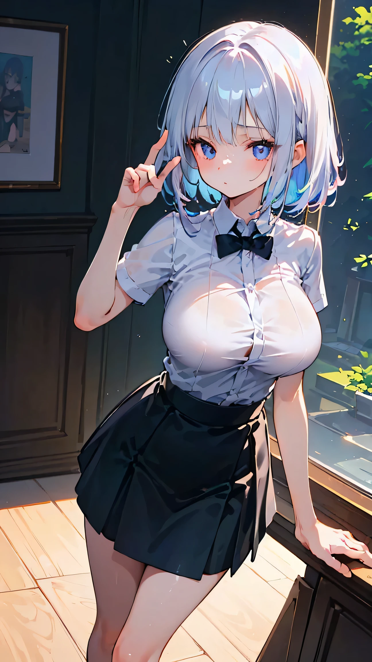 Rem of Rezero、blue hair、short hair、table top、High resolution、Lots of girls、multiple girls、large crowd、かわいいLots of girls、big and full breasts、naughty body、underwear only、See-through、pink lingerie、throw、、whole body、Are standing、Looking up at me、Confused face、blush、black pantyhose、female shape&#39;Private parts are clearly visible、I can see the nipples、white shirt、Navy checkered skirt、micro mini skirt、very short skirt、department store、The shops、Many people々、in the crowd、bare chest、show your chest、from below、Low - Angle