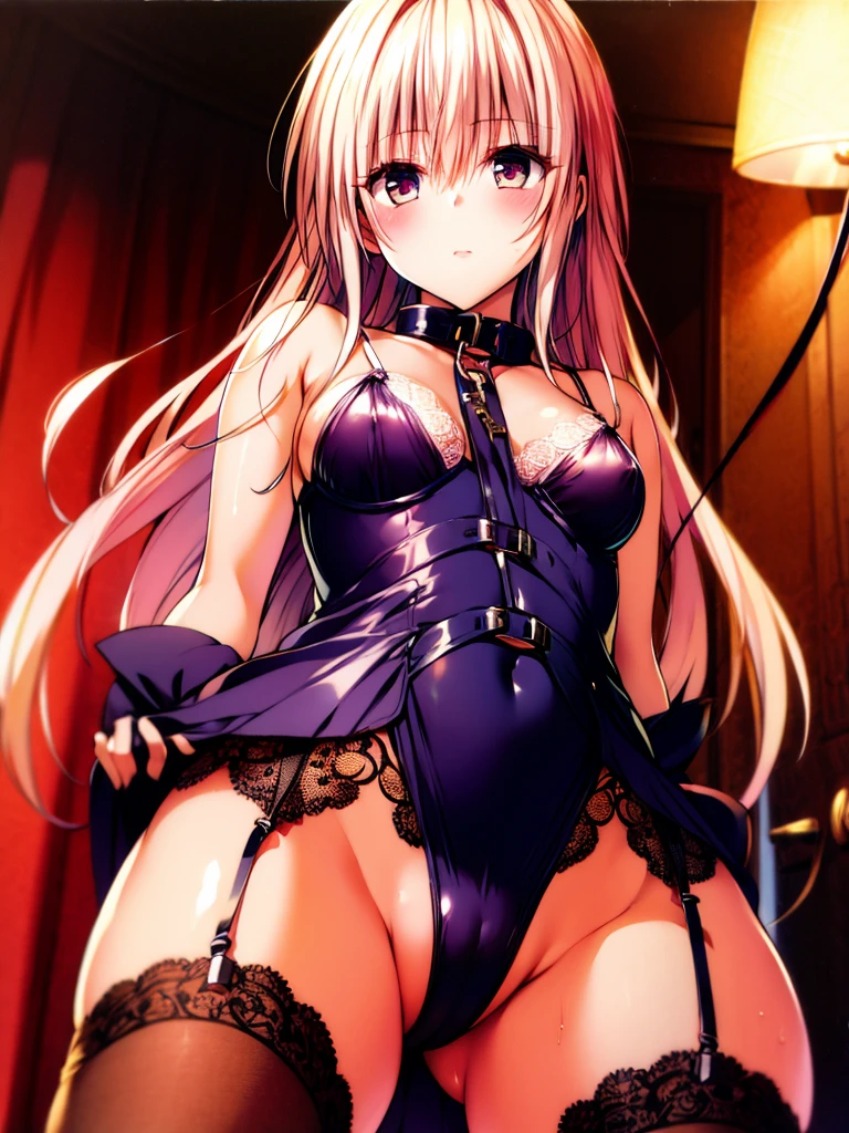 Very beautiful girl, See through,Beautiful and fair、Beautiful Skin、Glowing Skin, bright, Refreshing and gentle look, Perfect beautiful face、Beautiful shiny bangs, Small breasts,Lace dress,See through,,(((Sexy see-through lingerie for women,Shiny bodysuit,Smooth and silky clothing,Trimmed combination,Lace Stockings,Erotic leash,pajamas))),