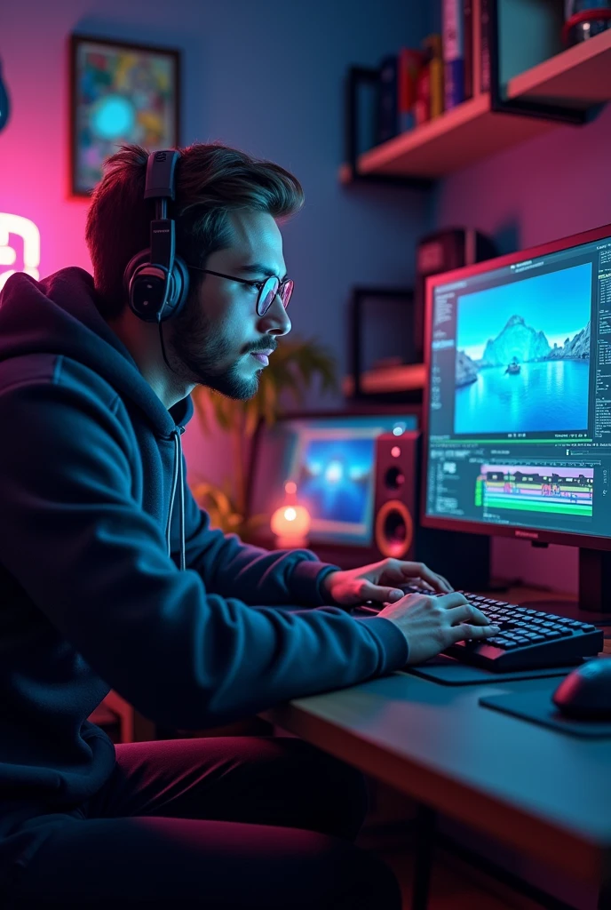 
A gamer creating a video 