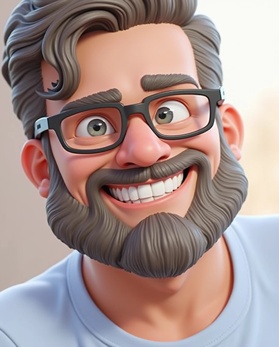 Cartoon character of a man in black glasses and blue shirt, an animated character, stylized character, animation style rendering, 3d stylized, Arnold Maya rendering, Stylized 3D rendering, toon render screenshot, 3d character, 3d character, Stylized 3D rendering, 3D character rendering, cartoon character, Personagem de close up, character posing, (Pixar-style) (master part:1.2) (bokeh) (best qualityer) (skin detailed) (detailed texture) (8k) (Argilla) (cinematic lighting) (sharp focus,Sit down and lift your upper body