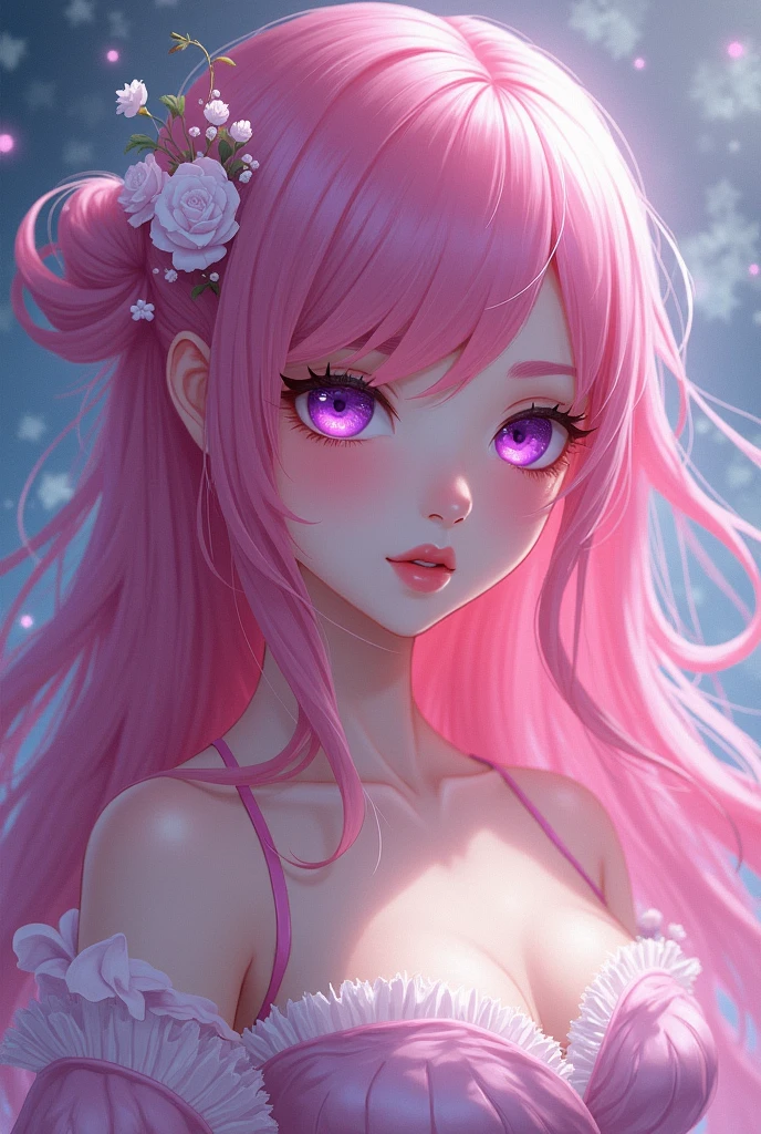 Yaemiko, Pink hair, Purple eyes, Shitao art style