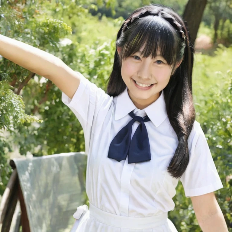 (masterpiece, best quality:1.2), 1girl, solo, white shirts, short sleeve, short skirt , bowtie tie, Japanese cute girl