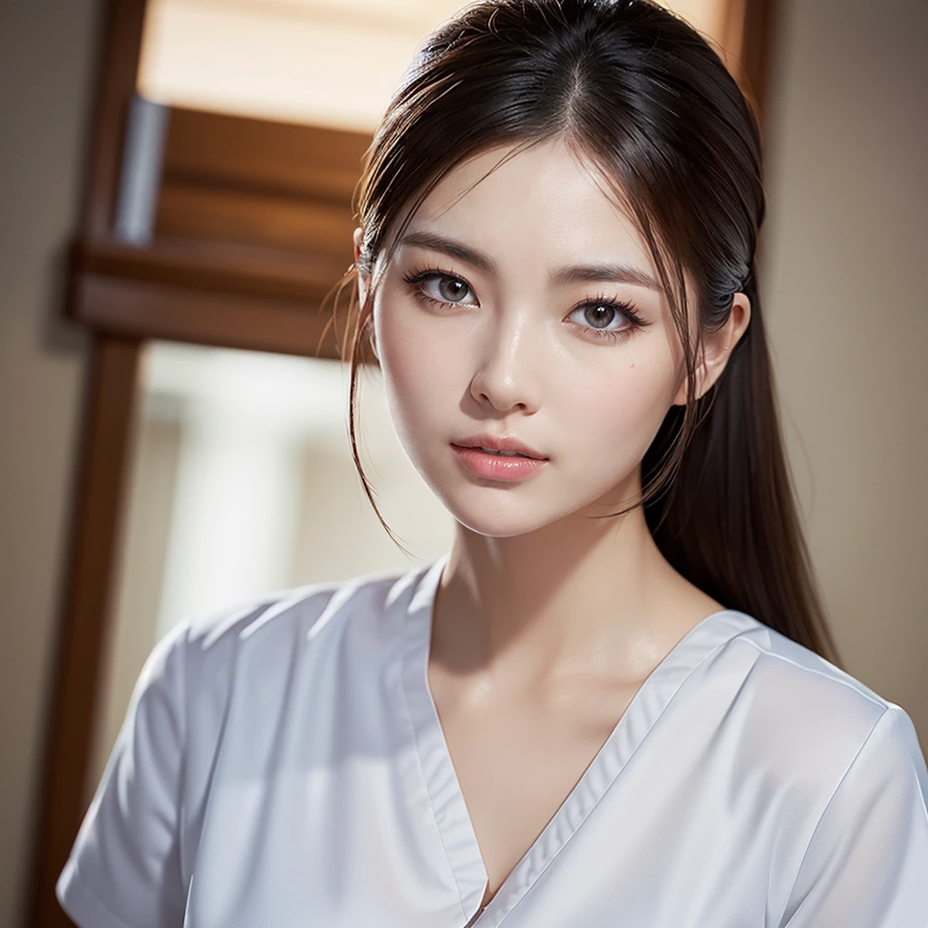 3 nurses、(Highest quality、masterpiece、Ultra-high resolution、(Realism: 1.4)、White:1.2、At work: 1.2、Beauty、Highly detailed face and skin texture、hospital: 1.2