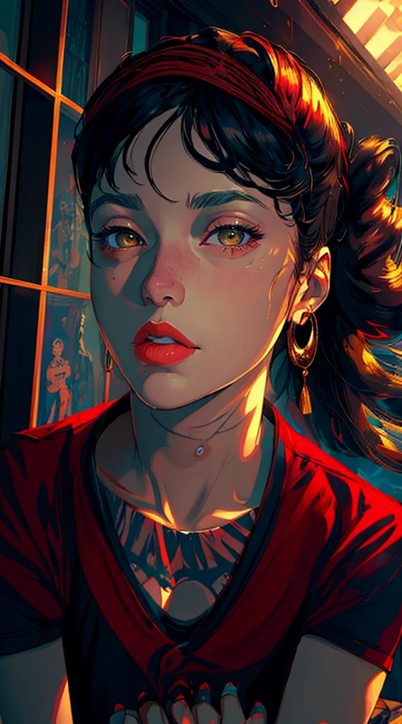 styled: (work of art:1.2), (best qualityer), (Actual image), (details Intricate), (vivid_colors) ; break
Composition: 1 girl, Woman standing, leaning_Move forward ; break
Appearance: (mellow_Woman:1.2), (Reiner:1.2), adjusting, Cao Cao, 苗条, Scrawny, skinny, mic_hip, (big fit ass_boobies:1.1), (flabbiness_breastsout:1.2), (heavy_breastsout:1.2), profund_cerulean_eyeballs ; break
Hair: 小柄_Crespo_body hair, maroon_body hair ; break
Clothing: (vintage_don:1.2) ; break
Accessories: ring_earrings ; break
Behavior: cozily, smiling ; break
Makeup: rot_lips ; break
Location: [(inside the palace of dreams, powerful works of art all around):2:(colorfully_Start, floor_forma, offwhite_fund, Simpler_fund, Void_fund)] ; break
Loras: ; break