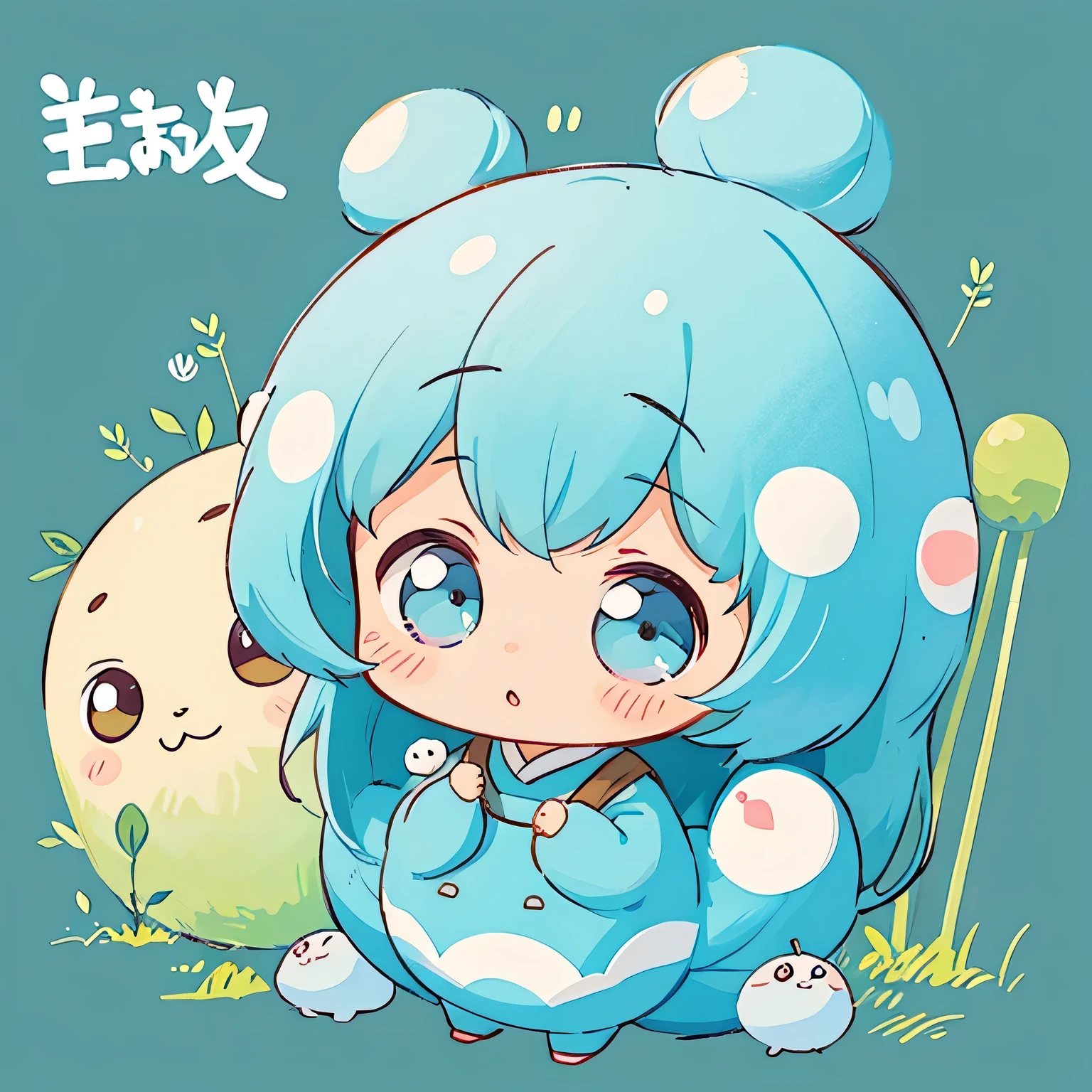 Hayao Miyazaki style, Kawaii Design, most beautiful girl ever、chibi, Lots of cute aliens, No background
