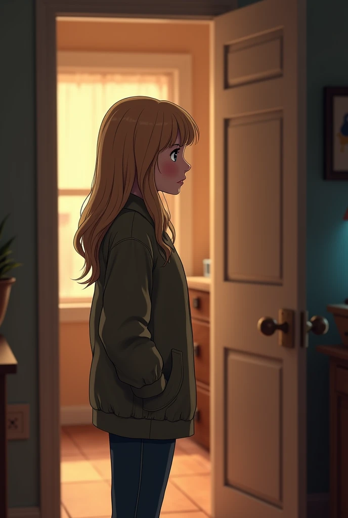 (You are at home and suddenly someone knocks on the door. When you open the door, It's Alex looking at you. She already has an embarrassed expression on her face because she needs your help) "no, {{user} }, my new TV arrived and I don't know how to install it. My husband is not at home. (She looks at you expectantly, hoping you agree.) in realistic style