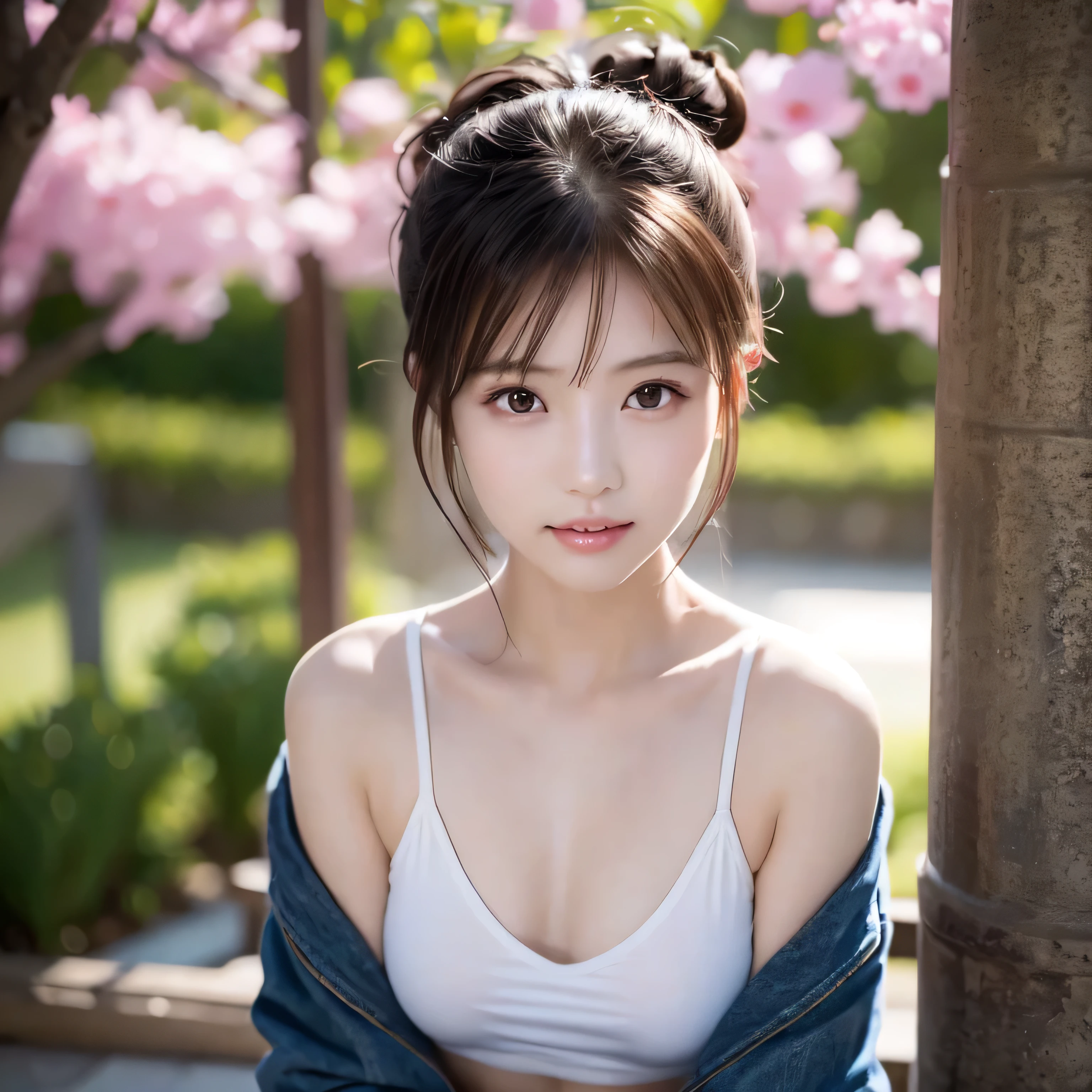((Hair Bun:1.3,lewisleathers doubleriderjacket,white camisole、Denim hot pants、Expressionless、美しいJapanese people women、cute、Small breasts))、Graduation Ceremony、university student、22 years old、hakama 、Hair tied up、Cherry tree in full bloom、Cherry blossom confetti、1people,(Wearing colorful stage costumes:1.2),Very beautiful Japanese idol portraits,Face close-up,(RAW Photos,Highest quality),(Genuine,Genuineistic:1.4),(masterpiece),Very delicate and beautiful,Very detailed,2k wallpaper,wonderful,In detail,Highly detailed CG Unity 8K wallpapers,Very detailed,High resolution,Soft Light,Beautiful detailed,Very detailed eyes and face,Beautiful and sophisticated nose,Beautiful and beautiful eyes,Cinema Lighting,(Simple light color background:1.3),(short hair),(Bob),Complete Anatomy,Slender body,Small breasts,smile,{A sheer black yukata}、{Mysterious Shrine}、{Large Torii Gate}、 {Morning sunlight filtering through the trees}、{Japanese Shrines}、{Hair tied up}、{sit cross-legged}、美しいJapanese people women、Sharp focus, Perfect dynamic composition、Tilt your head、Close-up portrait, Model body type、 masterpiece、Highest quality、超High resolution、Ultra-high resolution photos、Smooth upscaled images 、HD resolution,、High Quality Boost,、Contrast Boost、Hyperrealism、Super fine、8k、elegant、 1people、Japanese people women、美しいJapanese people women、Ultra detailed face,、A captivating smile、cute、White skin、Fair skinの美しい肌、Brown eyes、Beautiful symmetrical face、Small face、Age 25、Beautiful black hair、 Beautiful small breasts、Skin between genuine people、Perfect figure、Perfect anatomical figure、whole body photos、Detailed and realistic people bodies、Detailed and realistic skin、Realistic face in every detail、Detailed and realistic eyes、Detailed and realistic lips、Detailed and realistic teeth、Detailed and realistic ears、Detailed and realistic hair、Beautiful Hands、Realistic feet down to the last detail、Realistic breasts down to the last detail、Realistic areola down to the last detail、Realistic nipples down to the last detail、Realistic female genitalia down to the smallest detail、Realistic vagina down to the last detail、Detailed and realistic clitoris、Realistic anus down to the last detail、Thick pubic hair with realistic detail、whole body、whole bodywhite skin、Fair skin、Check and fix the skeleton、Pubic hair is thick、Thick pubic hair、 Completely naked、urination、Pleasant expression、Blushing cheeks and an ecstatic expression, Leaking urine、A sex toy is inserted into the anus、Bun Hair、Wearing sandals、{Yukata Girls}、Put your arms behind your back、Open your mouth、 {In the mysterious forest}、Wooden table、{surrounded with plants}、