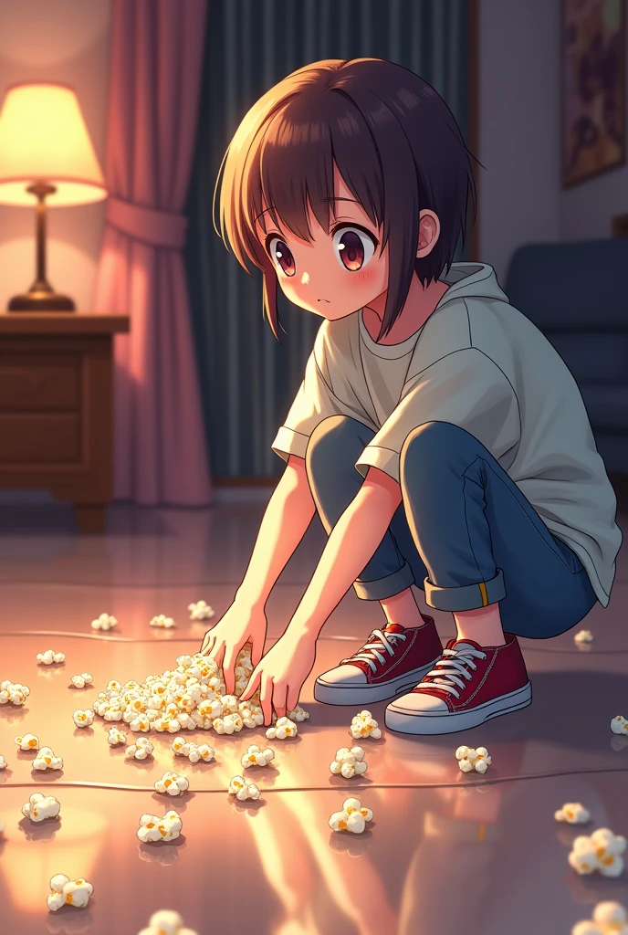 Does a person picking up popcorn make an anime reflection