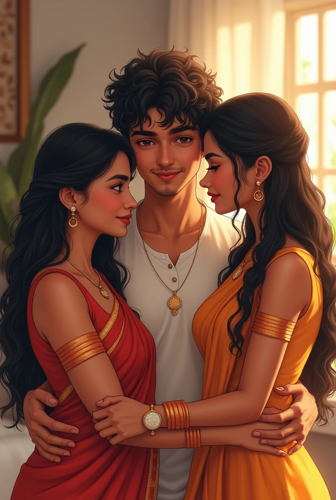 A cute Indian man with his Indian boyfriend and Indian girlfriend