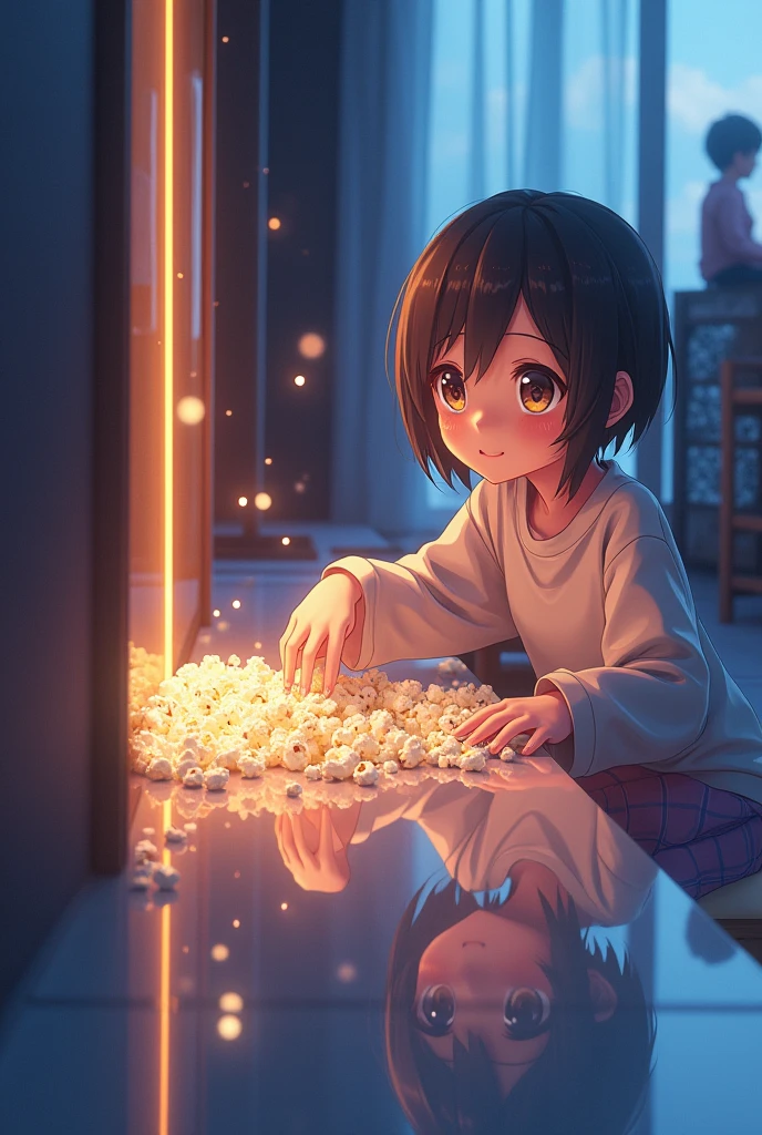 Does a person picking up popcorn make an anime reflection