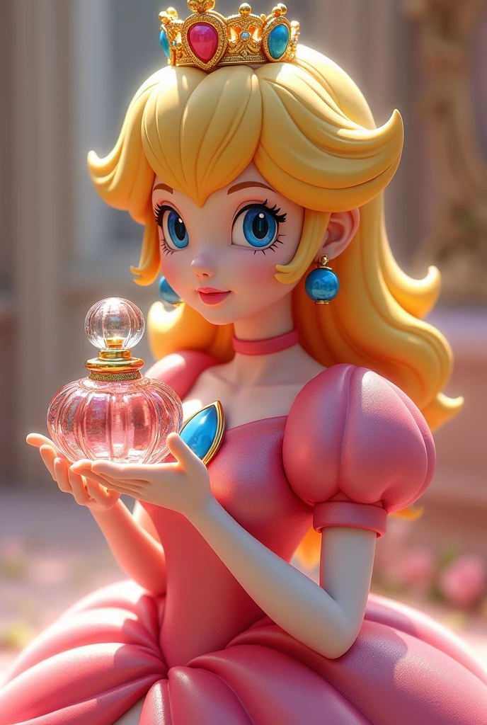 Princess peach from Mario bros wearing a parfum