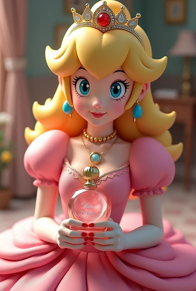 Princess peach from Mario bros wearing a parfum