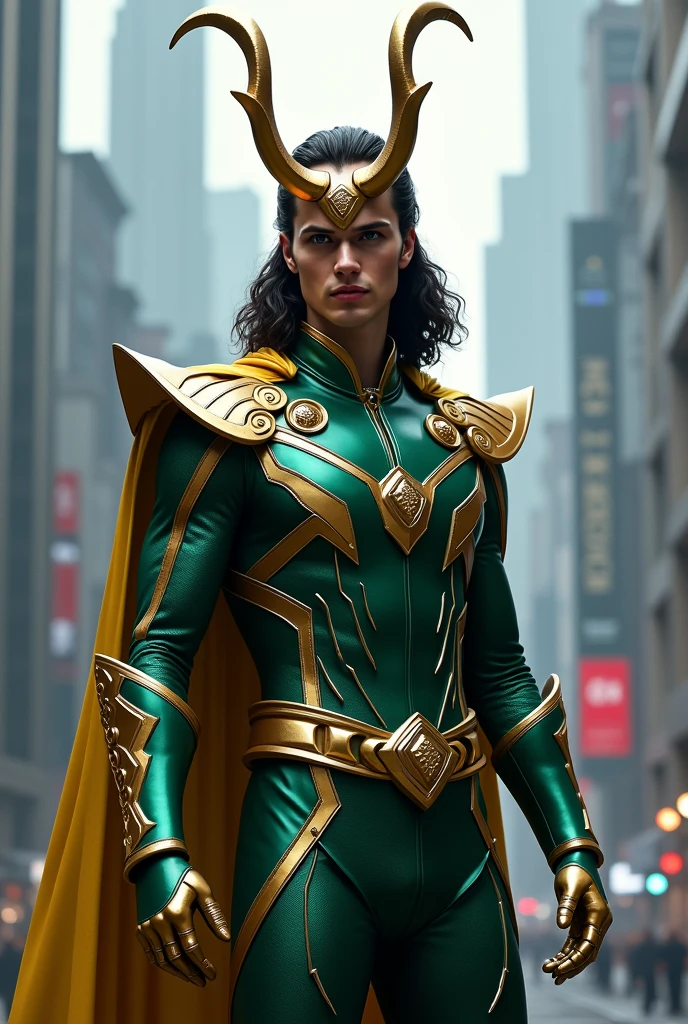Loki da marvel usando traje de power Ranger
