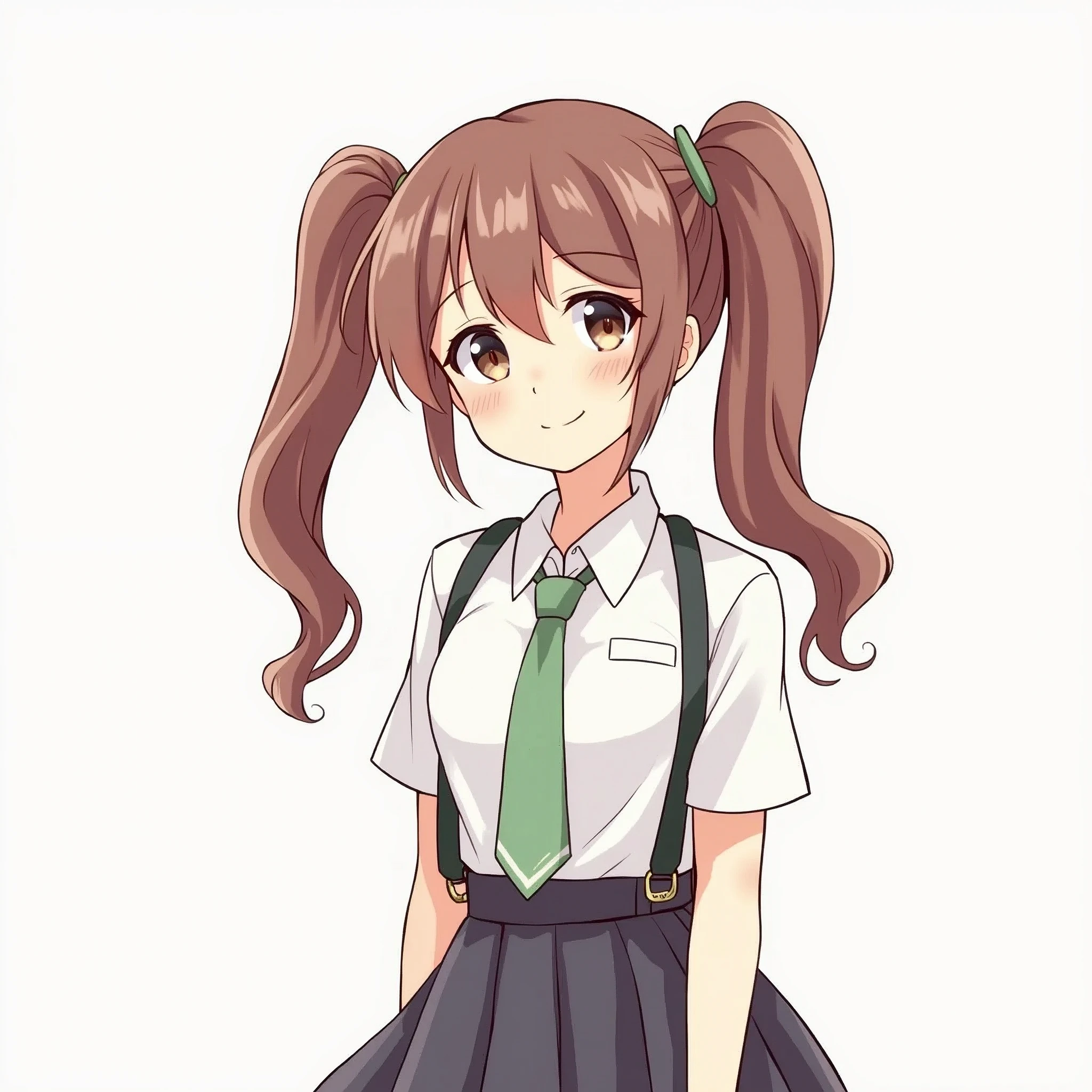 Draw a girl with twintails, a middle school student.