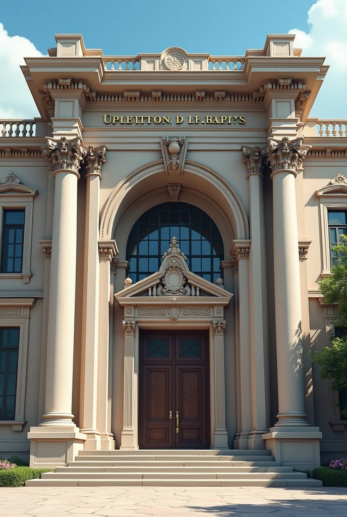 Create a facade of a library with square figures