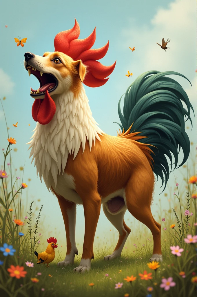 A dog combined with a rooster