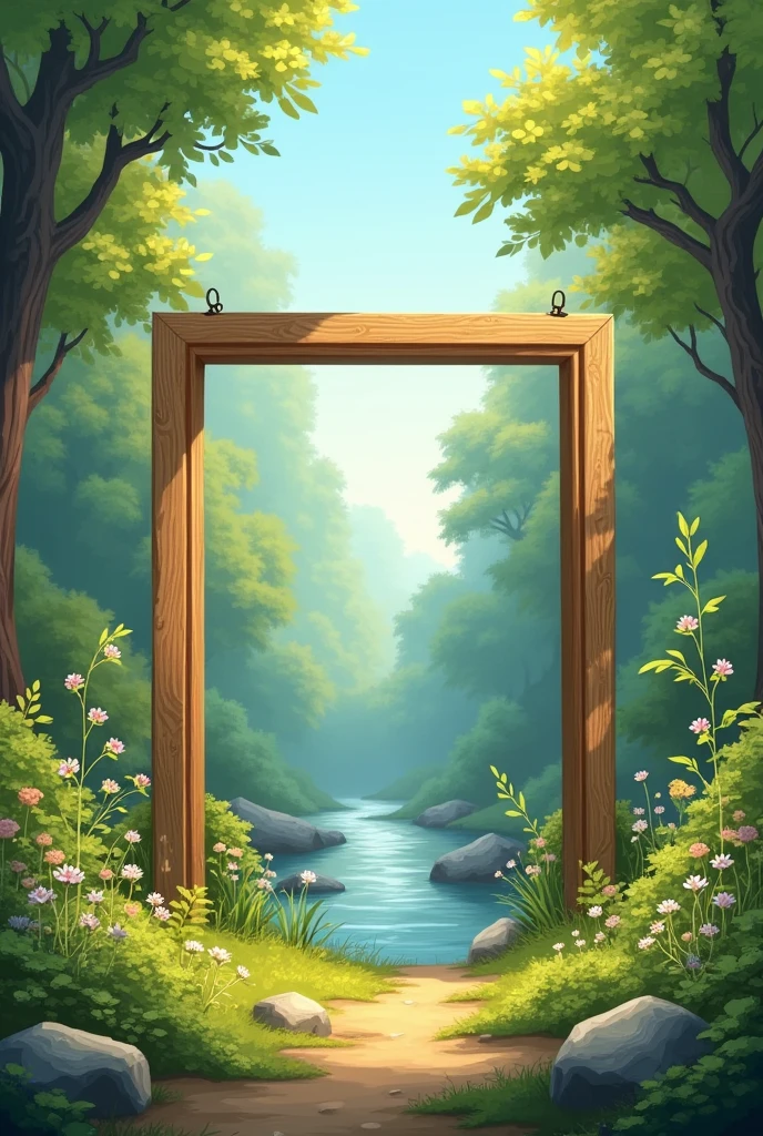 Painting frame in the middle of nature



