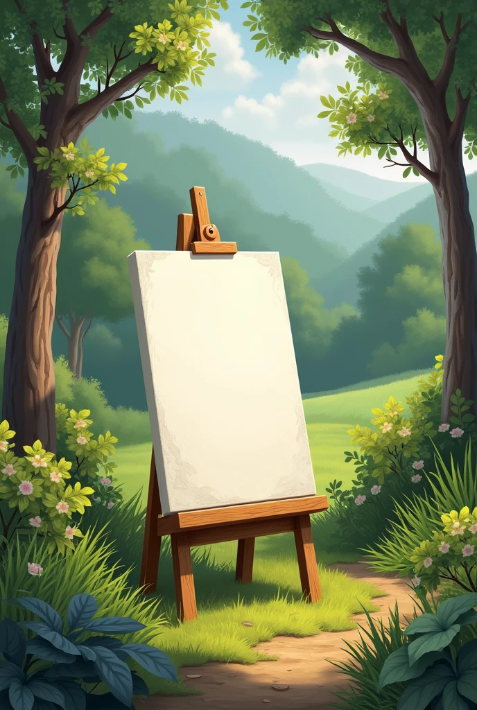 Painting canvas in the middle of nature



