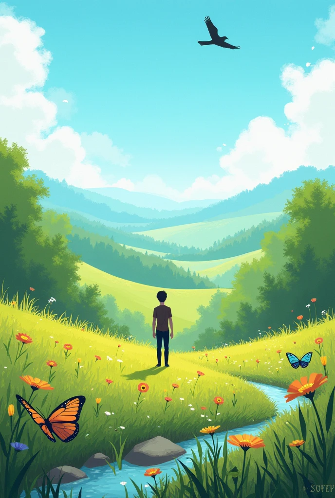 Create an illustration about the environment, something easy but with a strong message. 