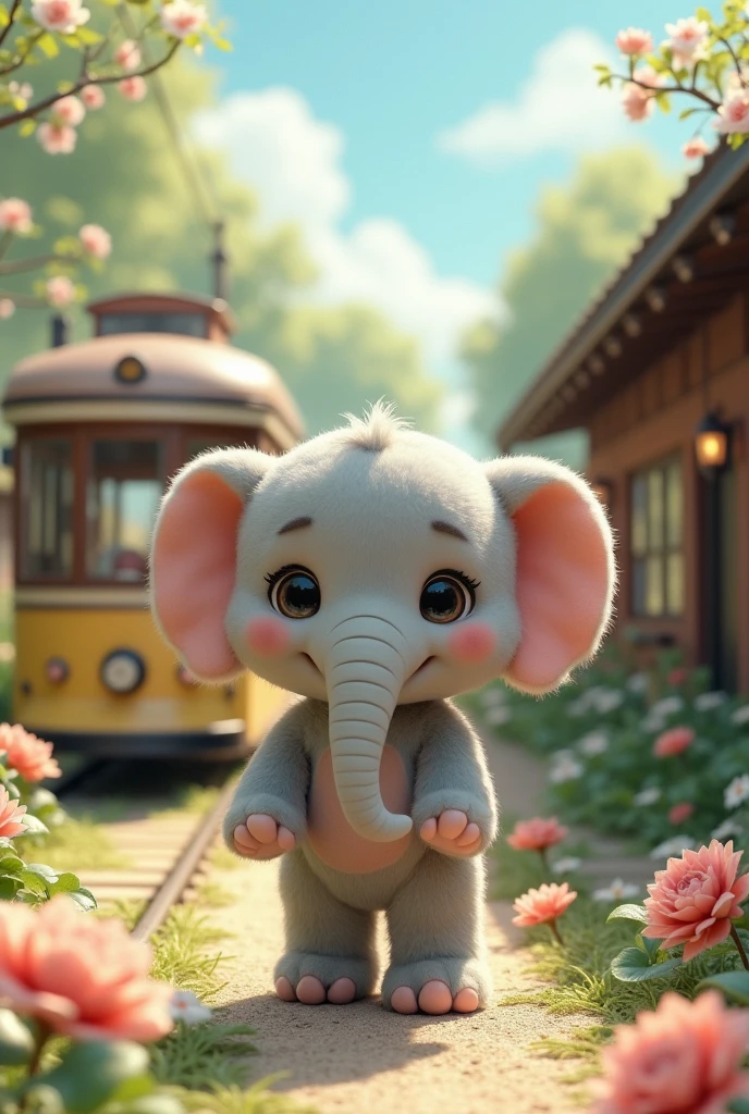 elefant,They are standing,dollface,Japanese style,Tram,Okinawa,Summer Station,Wood house,花elefant,(精致的面容), (High-quality plush)
