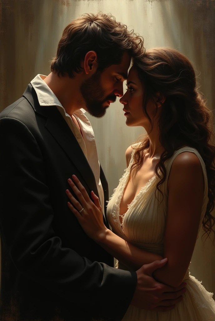 make me an image alluding to the commandment "you shall not covet your neighbor's wife" taking these words into account, I want, passion, envy, Betrayal with a man desiring another man's woman