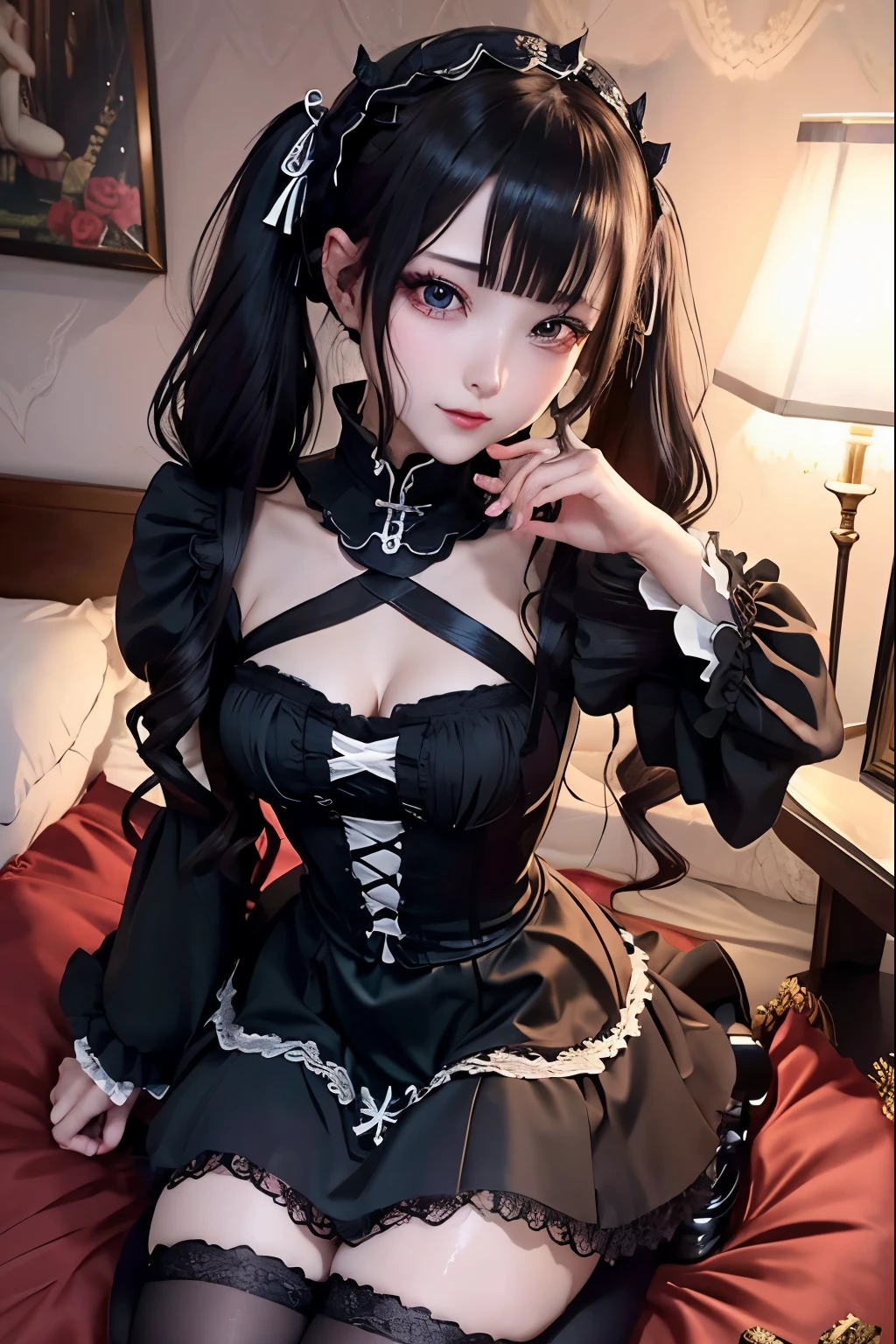 ハードなDark Gothicメイク、Black dark eyeshadow、sad、Good skin radiance、Dark Gothicメイク、Dark smile、palace、The beauty of fragrance、24-years-old、Expressions of intense sexual pleasure、Embarrassed look、Dark Gothic、Highest quality、Expression of sexual pleasure without pain、Drunk face、Purple maid outfit、mysterious、noble、Loving smile、Twin tail hair、Right eye is blue、Left eye is red、Super tempting pose、Platform heel shoes、Heavy makeup、Gothic Clothing、Silver Hair、Long Hair Straight Hair、Cute Gothic Dresses、Beautiful Face、Elegant face、Attractive face、Stained glassの背景、Chest glistening with sweat、The room is dark、goth long dress、Bell Sleeves、Wizard Sleeve、Decadent look、Sexually excited expression、Wet shiny thigh water、Thighs that are wet and shiny with oil、Background of a room full of roses、Sad look、Rose Maiden、The embroidery is pink、The dress has pink embroidery.、Thigh-high socks、Knee-high socks、Gentle expression、Dark black eyeshadow、Stained glassとバラの背景、Thighs are a little thin、Female Duo、Female couple、dark church background、Stained glass、Black metal world、Dark Castle、Dark Room、Slender body、gothic long dress、Victorian dress、Small breasts、With a glass of wine in your right hand、With a lantern in his left hand、The bed is covered with roses、Her thighs are shining with sweat、My body is wet and shiny、There is a lot of glitter on the thighs、I am sweating、My thighs are sticky with sweat.、My thighs are glistening with sweat、My whole body is sweaty and shiny、I sweated a lot.、My thighs are sweaty、My wet thighs are glistening with sweat.、There is a lot of sweat shining all over my body、Slender body、I rest my head on the pillow、Sleeping in bed、Beautiful legs、Outstretched legs、Lying in bed、Lying on your back in bed、On all fours、Knee Up、Kneel、Put your arms behind your back、Kneeling on the bed、Super beautiful straight hair、Straight hair to the ends、Straight Perm Hair、Show off your glamorous thighs、Sit on the bed、Ass on the bed、Sitting with legs wide apart、Thighs are a little glamorous、