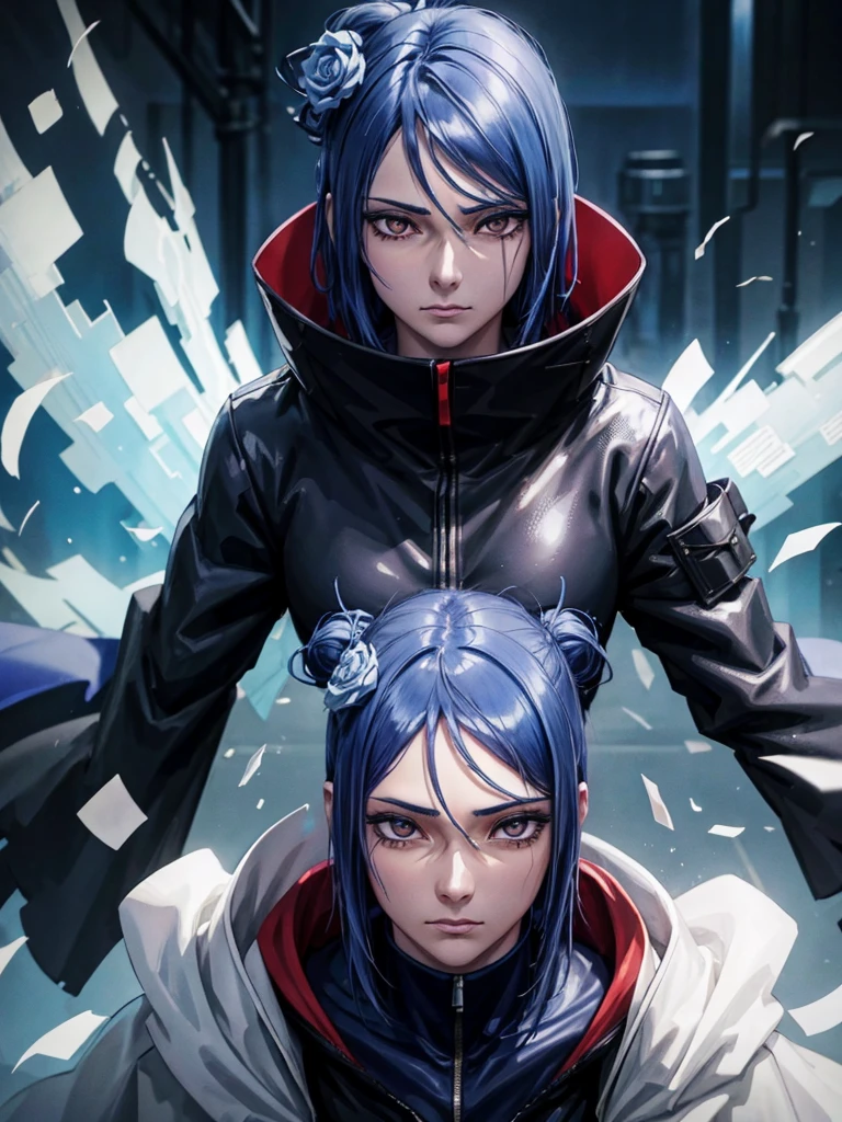 A close-up of a person with blue hair and a cape, cyberpunk art inspired by Kanō Hōgai, trending on cg society, digitl art, alena aenami and artegerm, anime rudo 8k, akatsuki akira, Masayoshi Suto and Artegerm, extremely detailed artegerm, ig model | artegerm