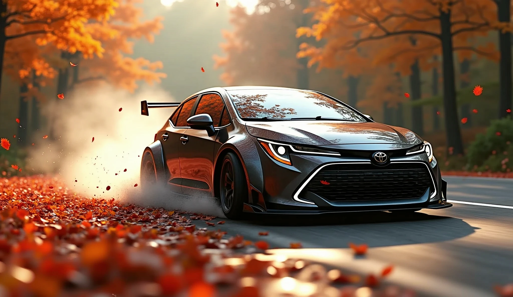 Toyota、Corolla Sport,Japanese version,Sink shooting,autumn leaves,drive