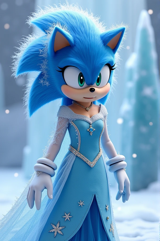 Elsa from Frozen with Sonic's hairstyle
