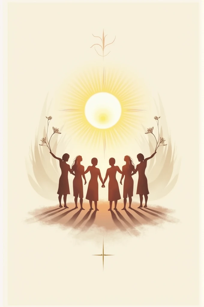 Spiritual logo representing the union of 8 people, strength and love 