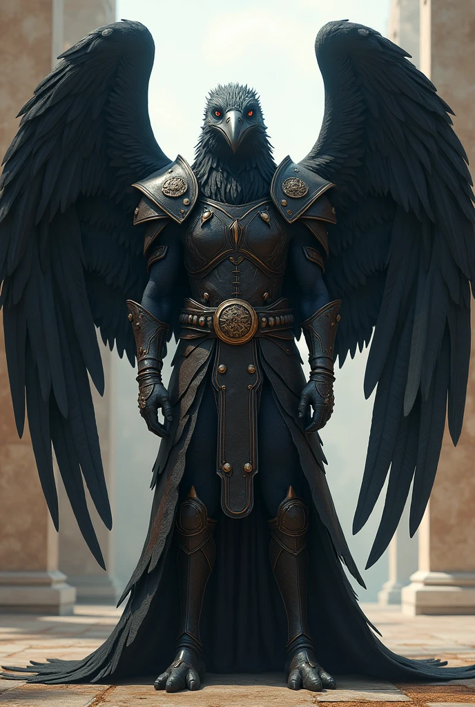 A STRONG AARAKROCA ARCHER, all Black, WITH TWO LARGE WINGS,ROYAL GUARD PATROLLER IN LEATHER ARMOR