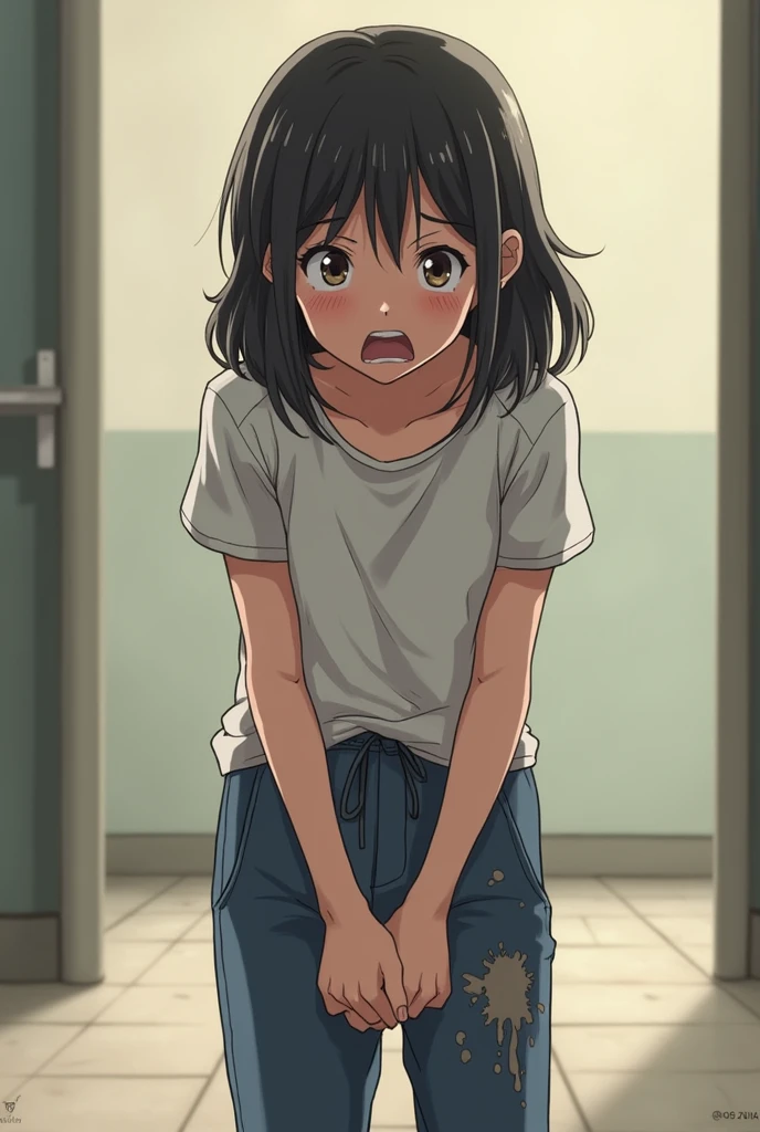 Girl peeing her pants