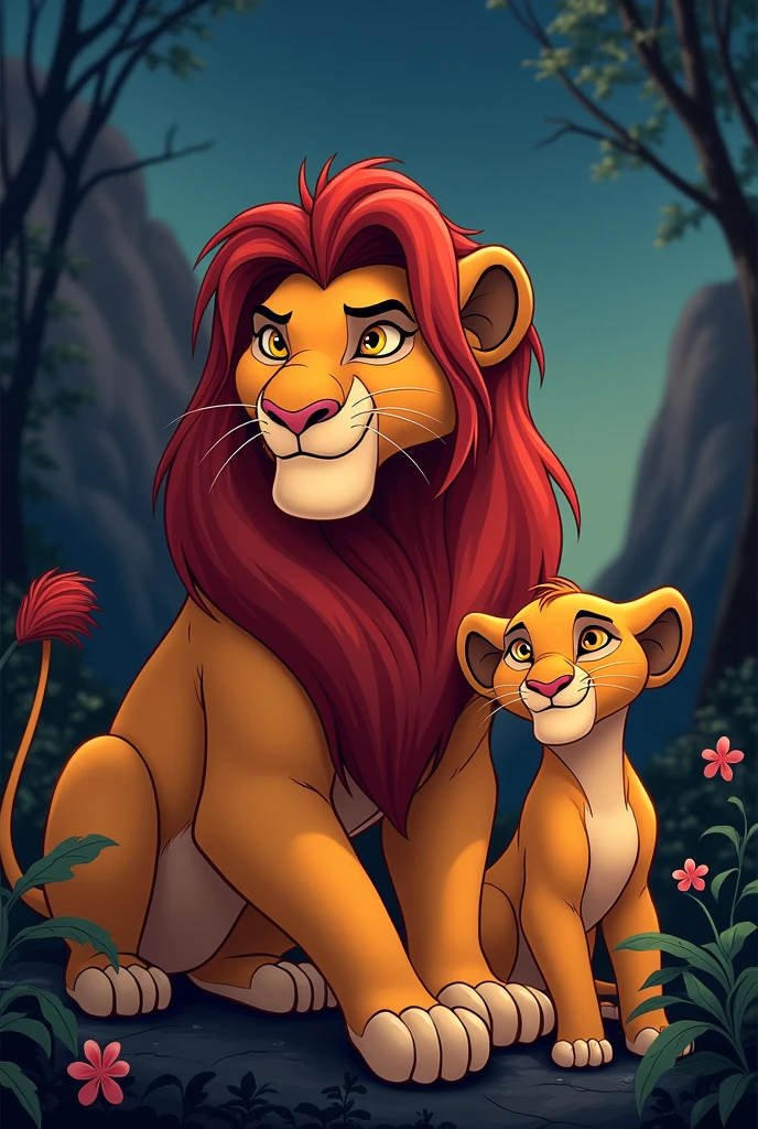 Generate a movie night invitation image in Portuguese for the movie The Lion King