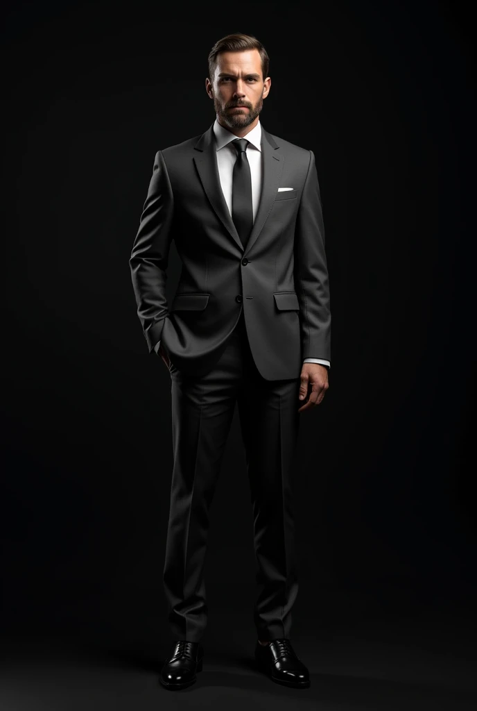 My image with a black background wearing a corporate suit