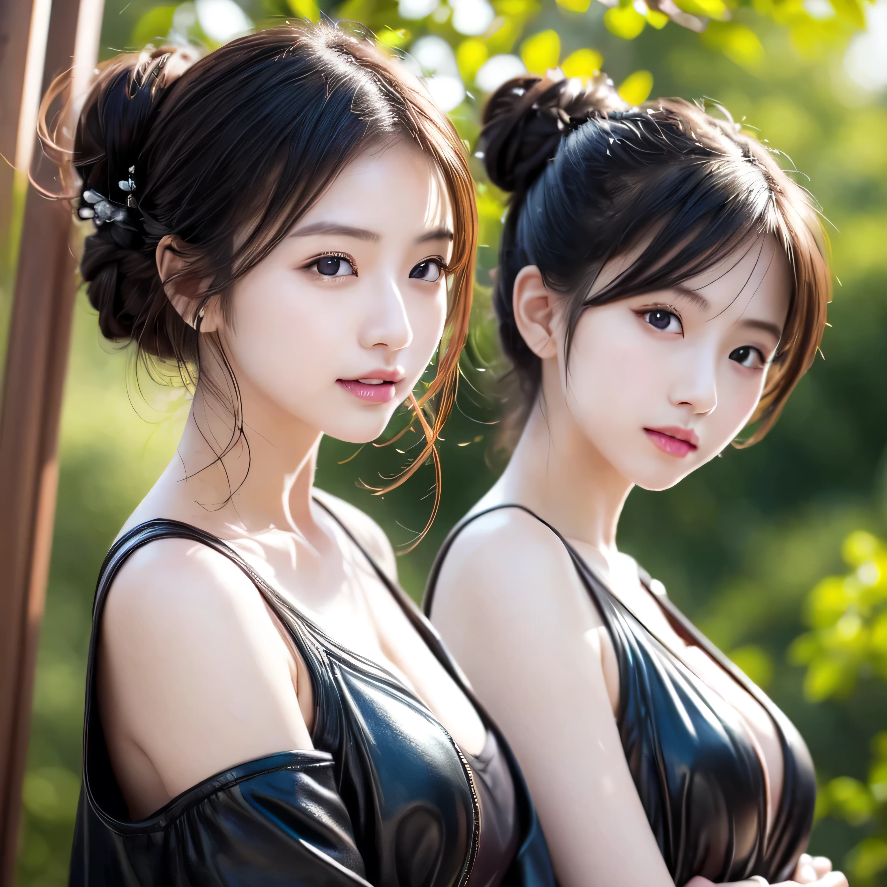 ((Hair Bun:1.3,lewisleathers doubleriderjacket,white camisole、Expressionless、美しいJapanese people women、cute、Small breasts))、Graduation Ceremony、university student、22 years old、Hair tied up、1people、Very beautiful Japanese idol portraits、RAW Photos,Highest quality、Genuine、Very delicate and beautiful,Very detailed,2k wallpaper,wonderful,In detail,Highly detailed CG Unity 8K wallpapers,Very detailed,High resolution,Soft Light,Beautiful detailed,Very detailed eyes and face,Beautiful and sophisticated nose,Beautiful and beautiful eyes,Cinema Lighting,(Simple light color background:1.3),(short hair),(Bob),Complete Anatomy,Slender body,Small breasts,smile,｛A sheer black yukata｝、｛Mysterious Shrine｝、｛Large Torii Gate｝、 ｛Morning sunlight filtering through the trees｝、｛Japanese Shrines｝、｛Hair tied up｝、｛sit cross-legged｝、美しいJapanese people women、Sharp focus, Perfect dynamic composition、Tilt your head、Close-up portrait, Model body type、 masterpiece、Highest quality、超High resolution、Ultra-high resolution photos、Smooth upscaled images 、HD resolution,、High Quality Boost,、Contrast Boost、Hyperrealism、Super fine、8k、elegant、 １people、Japanese people women、美しいJapanese people women、Ultra detailed face,、A captivating smile、cute、White skin、Fair skinの美しい肌、Brown eyes、Beautiful symmetrical face、Small face、Age 25、Beautiful black hair、 Beautiful small breasts、Skin between genuine people、Perfect figure、Perfect anatomical figure、whole body photos、Detailed and realistic people bodies、Detailed and realistic skin、Realistic face in every detail、Detailed and realistic eyes、Detailed and realistic lips、Detailed and realistic teeth、Detailed and realistic ears、Detailed and realistic hair、Beautiful Hands、Realistic feet down to the last detail、Realistic breasts down to the last detail、Realistic areola down to the last detail、Realistic nipples down to the last detail、Realistic female genitalia down to the smallest detail、Realistic vagina down to the last detail、Detailed and realistic clitoris、Realistic anus down to the last detail、Thick pubic hair with realistic detail、whole body、whole bodywhite skin、Fair skin、Check and fix the skeleton、Pubic hair is thick、Thick pubic hair、 Completely naked、urination、Pleasant expression、Blushing cheeks and an ecstatic expression, Leaking urine、A sex toy is inserted into the anus、Put your arms behind your back、Open your mouth、 In the mysterious forest、Wooden table、surrounded with plants、