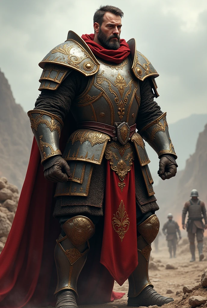a soldier in paid armor 