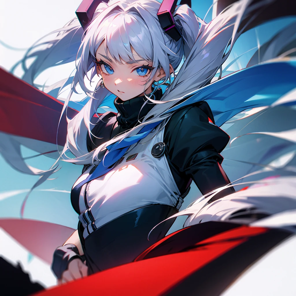 One person, Long Hair, Twin tails, Silver Hair, anime, Sexy