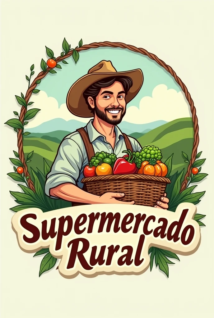 A logo for a supermarket called “Supermercado Rural”