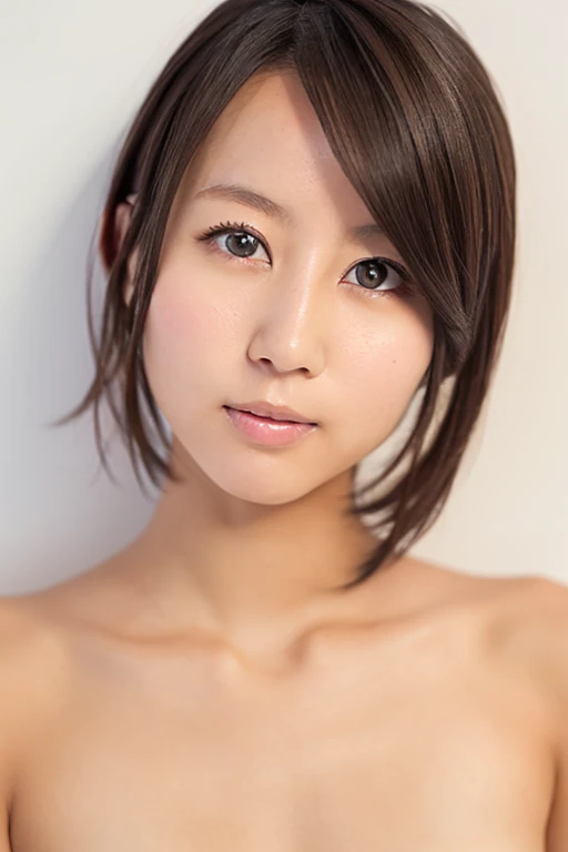 lens: 135mm f1.8,(Highest quality), (Beautiful  Japanese girl),  (Moisturized lips), Narrow eyes, double eyelid,Delicate clavicle,Flat Chest,Very short hair,
 (Let me me me me me me&#39;Let me me me me me&#39;Let me me me me&#39;Let me me me&#39;Let me me&#39;Let me&#39;Let&#39;s take another look),  shame, A faint smile,
(In front of a white wall:1.2), Professional Lighting, 
(Japanese 、Completely naked), (Sunburned skin:0.2),Full body photo、Full Body Focus、No underwear、No bra