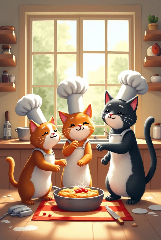 Four “cats” cooking