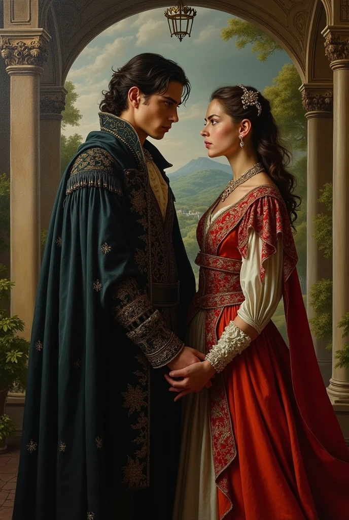 Image of Cardan and Jude from the book Cruel Prince in Renaissance painting