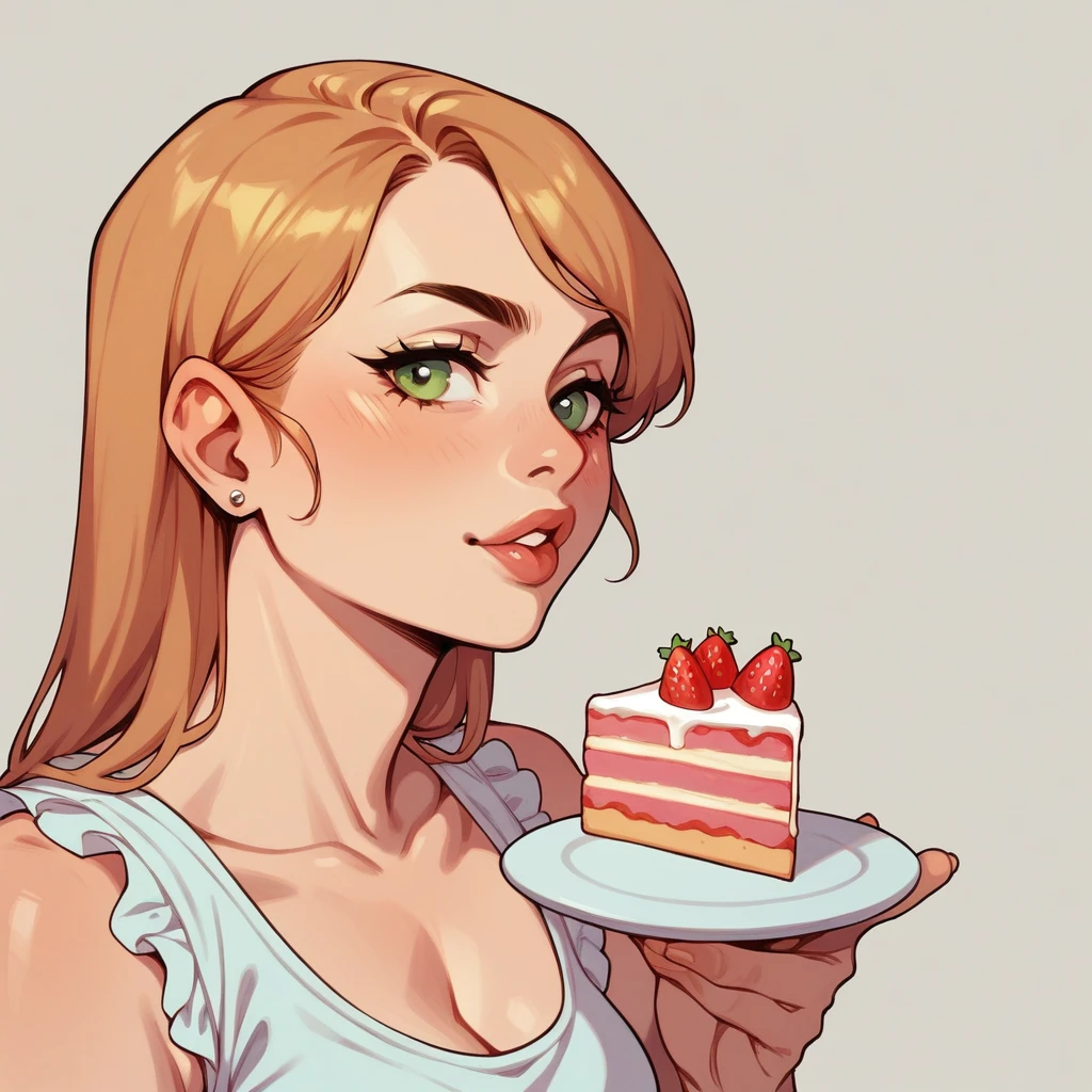 strawberry cake icon,thick outlines, comic character