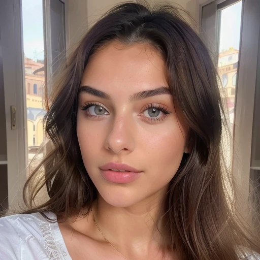 „((Beautiful 18-year-old Italian girl)), ((angelic face)) (best quality, highres), natural light blonde influencer, beautiful detailed ((dark brown eyes)), beautiful detailed lips, perfect skin, perfect hair, perfect body, perfect fingers, perfect outfit, perfect feet, perfect fingernails, Instagram shoot ((Instagram filter)) ((emphasizing beauty)), Hair color Ping powder